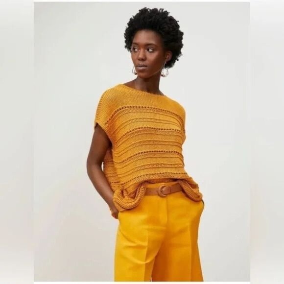 NWT Lafayette 148 Bateau Neck Sweater in Tuscan Orange Size Medium - Picture 1 of 9